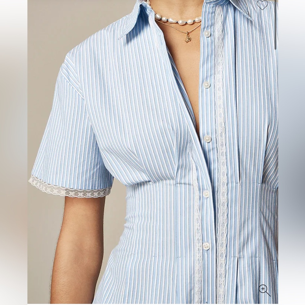 NWT J Crew wren lace trim shirt dress in stripe - Picture 3 of 8